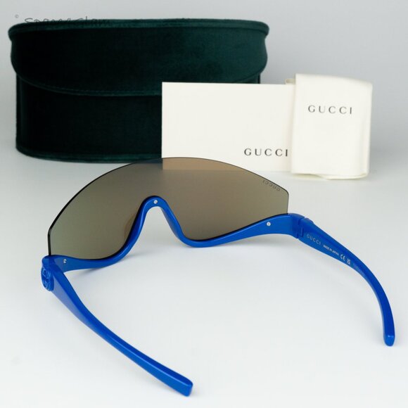 BRAND NEW Gucci GG1650S 010 Blue Mirror Unisex Shield Mask Sunglasses GG 1650S - Picture 1 of 6